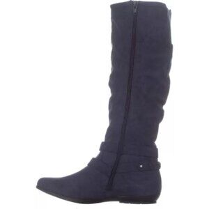 White Mountain Fairfield Women Blue Leather Almond Toe Mid-Calf Fashion Boot 5.5